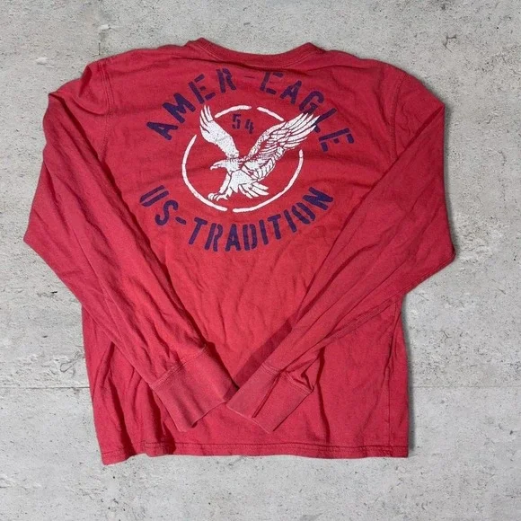 American Eagle vintage Y2K red long sleeve shirt size Large - Picture 4 of 4